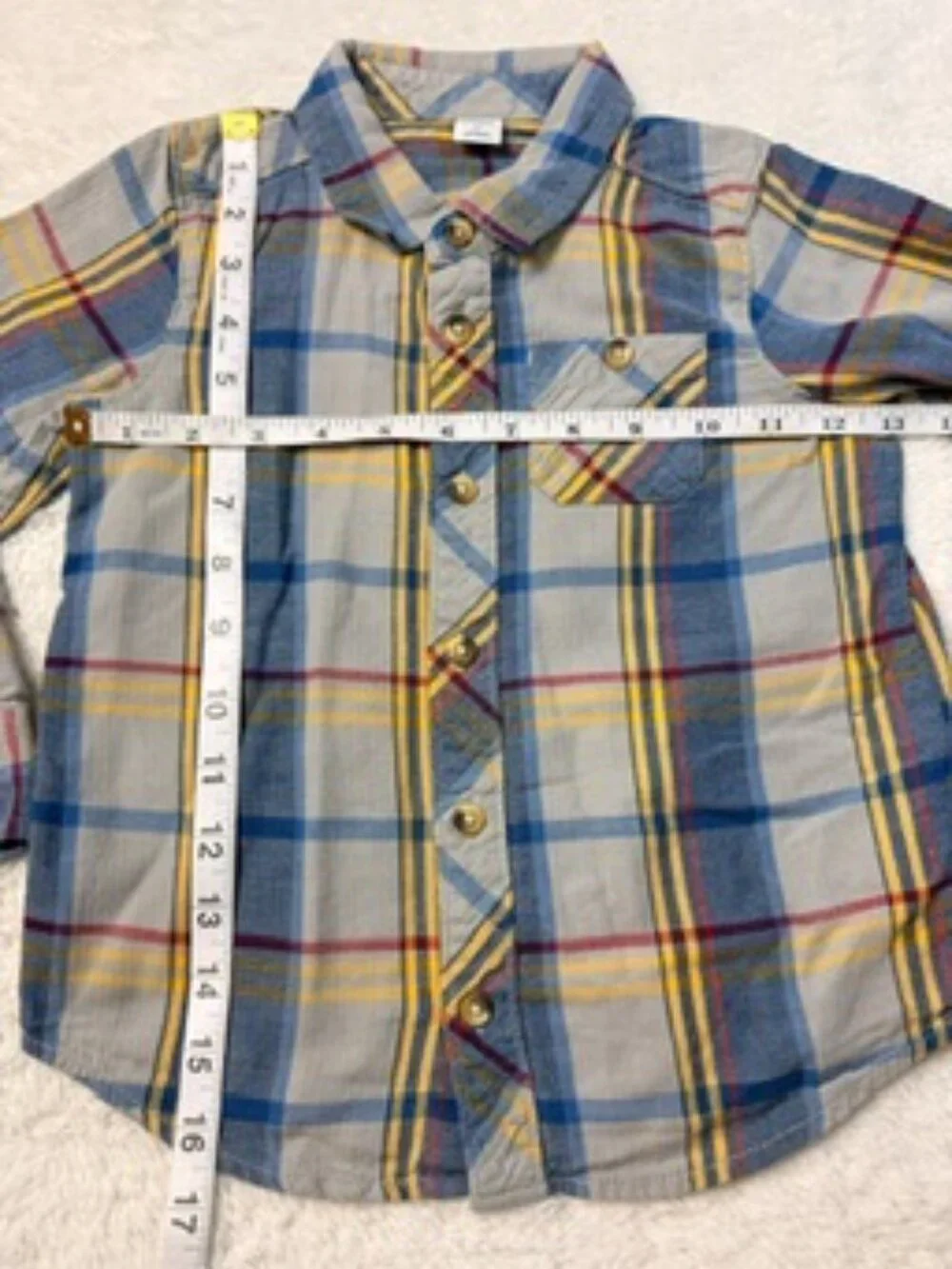 Old Navy Boys Blue Plaid Button Up Shirt 5T Long Sleeve Cotton Flannel Holiday